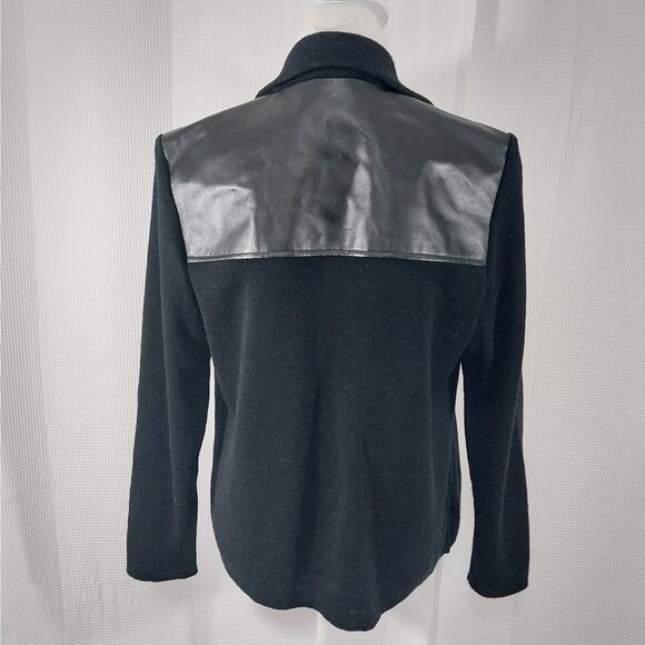 COLDWATER CREEK! LUXE BLACK GENUINE LEATHER, KNIT SLEEVE JACKET, COAT! SZ M - Picture 7 of 10